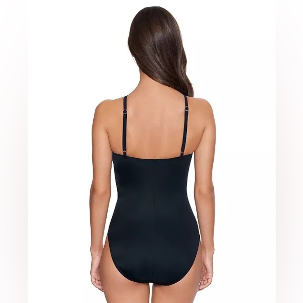 NWT $158 Magicsuit Women's Draped One-Piece Swimsuit Size 16 black and blue palm - Picture 8 of 9